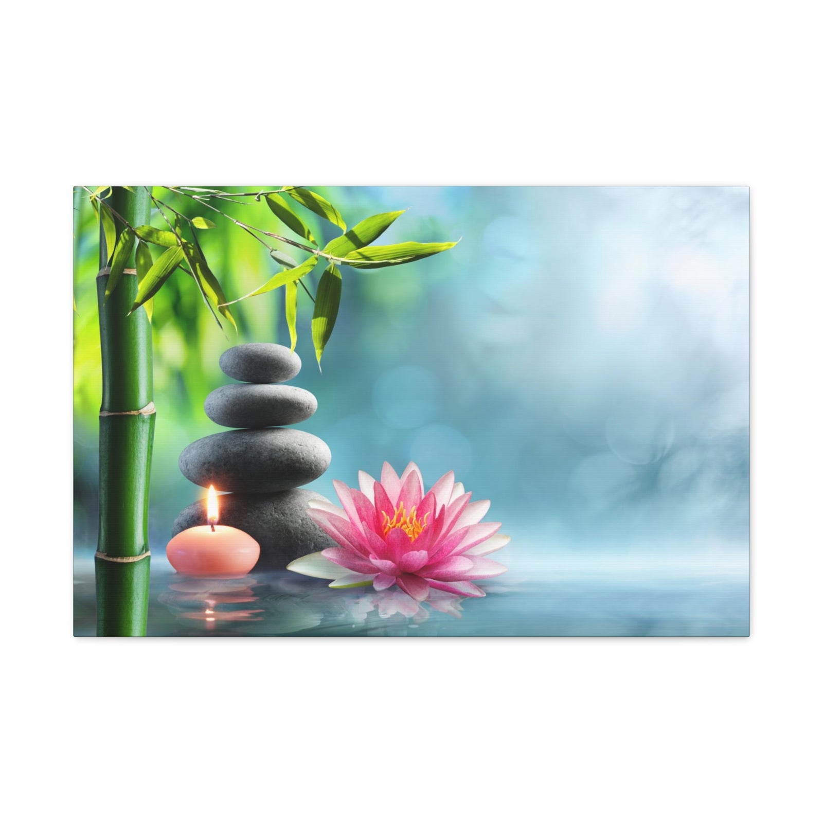 Massage Stones and Waterlily Forest Floral Nature Photography Canvas Wall Art for Home Decor Ready-to-Hang-Express Your Love Gifts