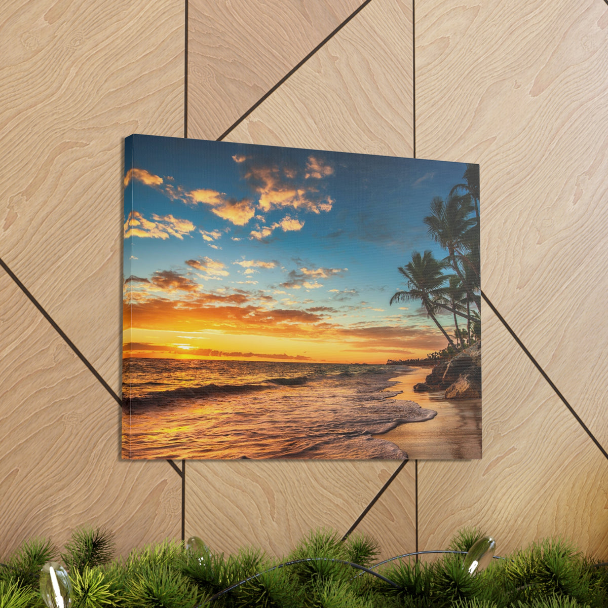 Tropical Island Beach Sunrise Ocean Canvas Wall Art for Home Decor Ready-to-Hang-Express Your Love Gifts