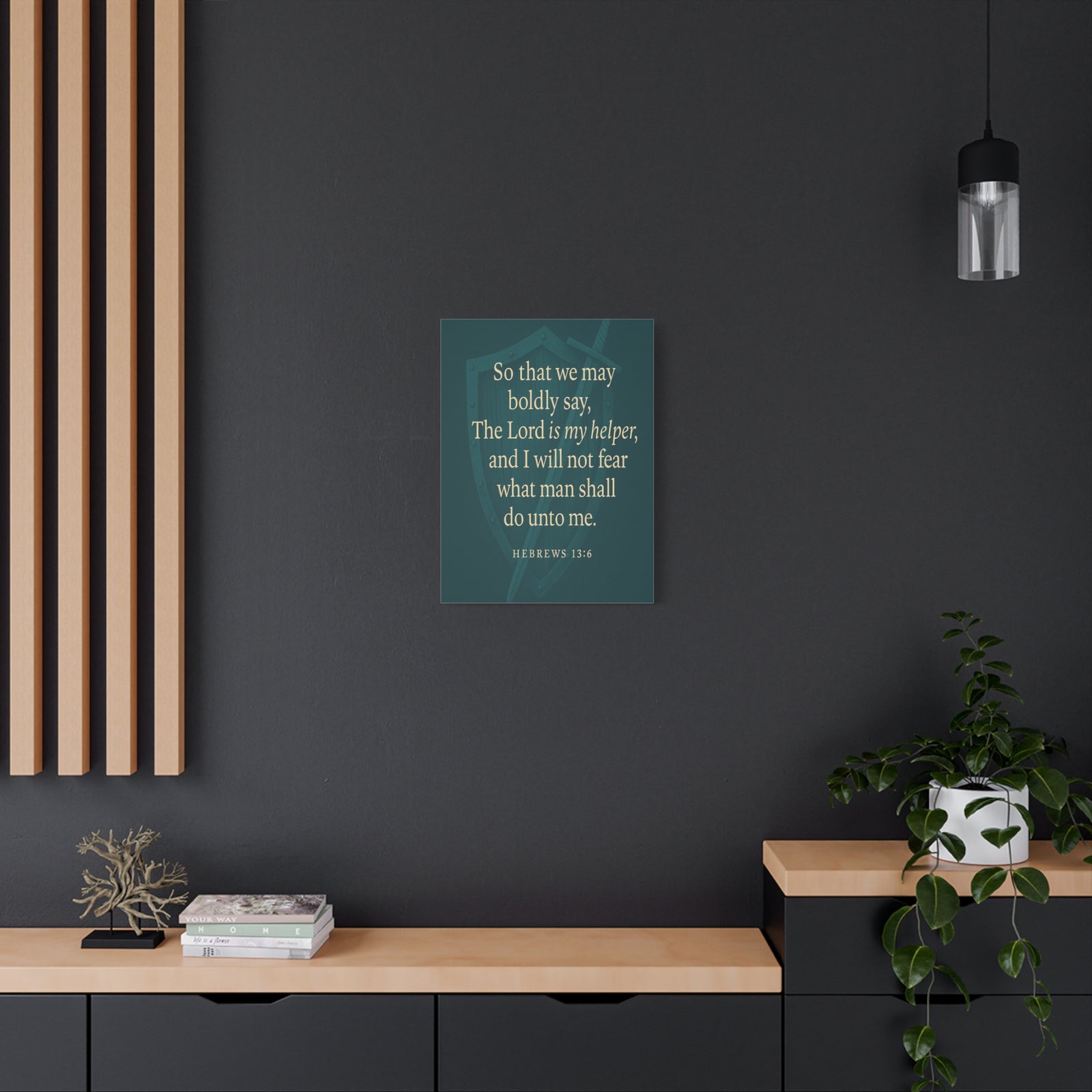 Bible Verse Canvas Hebrews 13:6 Christian Home Décor Wall Art Scripture Ready to Hang Faith Print-Express Your Love Gifts