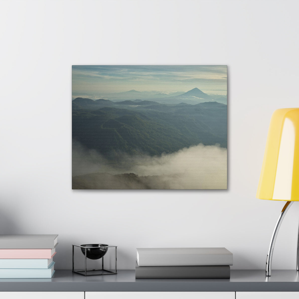 Misty Mountains Green Forest Nature Wilderness Photography Canvas Wall Art for Home Decor Ready-to-Hang-Express Your Love Gifts