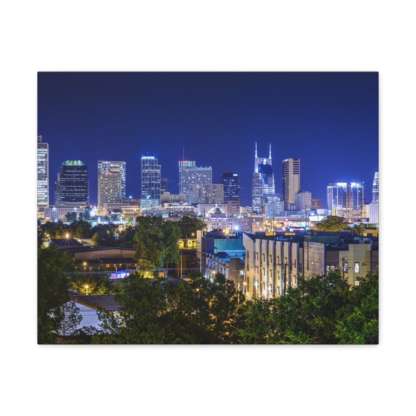 Nashville Night Skyline Canvas Artwork High-Quality Breathtaking Stunning Cityscape for Home Decor Ready to Hang-Express Your Love Gifts