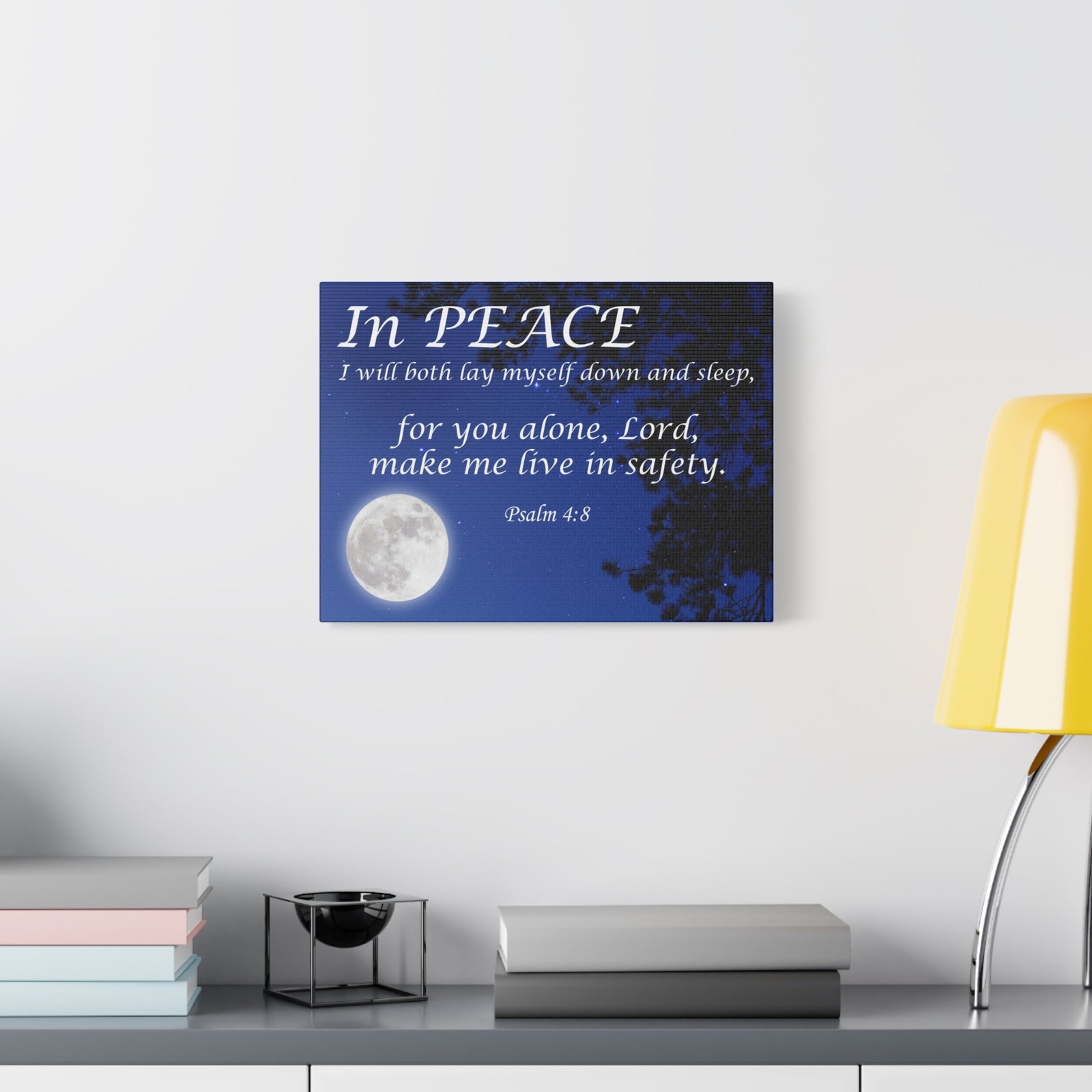 Bible Verse Canvas In Peace Psalm 4:8 Christian Home Decor Scripture Art-Express Your Love Gifts
