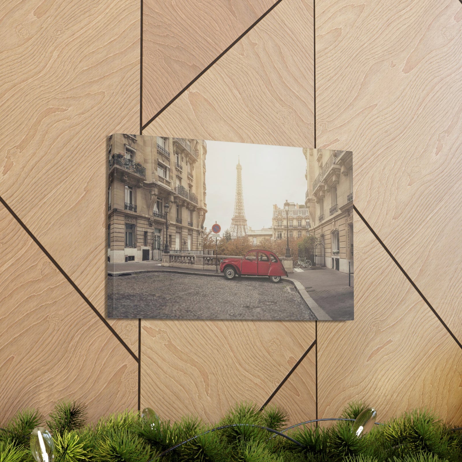 Eiffel Tower Retro Bike Paris Sunset Skyline Canvas Artwork High-Quality Breathtaking Stunning Cityscape Home Decor Ready to Hang-Express Your Love Gifts