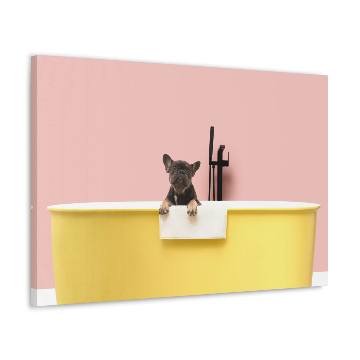 Cute French Bulldog Bath Canvas Wall Art for Home Decor Ready-to-Hang-Express Your Love Gifts