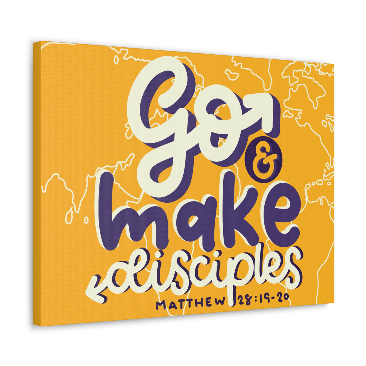 Scripture Canvas Go And Make Disciples Matthew 28:19-20 Christian Wall Art Bible Verse Print Ready to Hang-Express Your Love Gifts