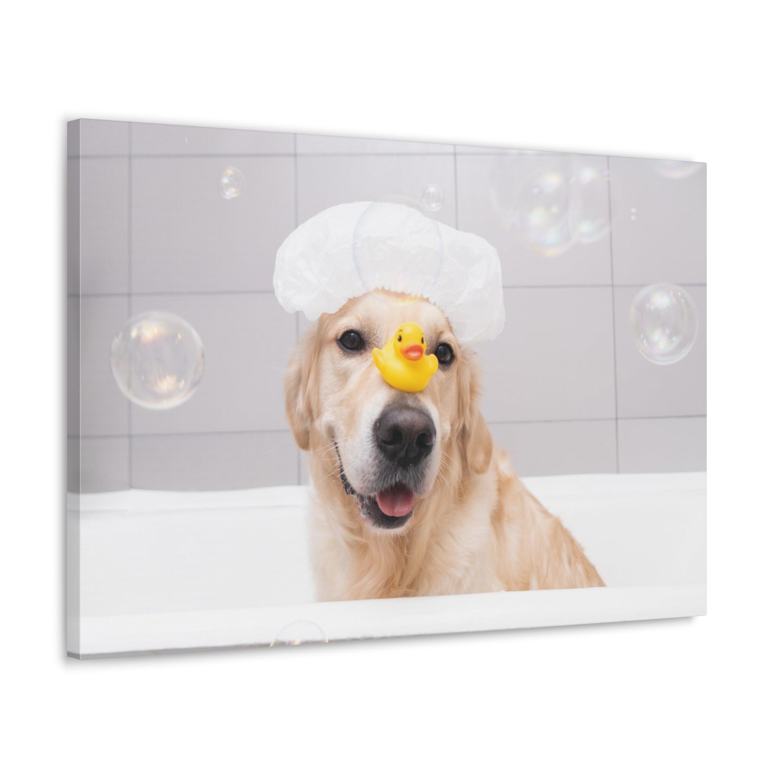 Cute Golden Retriever Bathee Canvas Wall Art for Home Decor Ready-to-Hang-Express Your Love Gifts