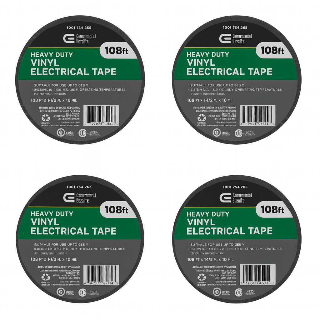 1.5" x 108' Heavy Duty Electrical Tape, 4-Pack – Black, Flame Retardant-Express Your Love Gifts