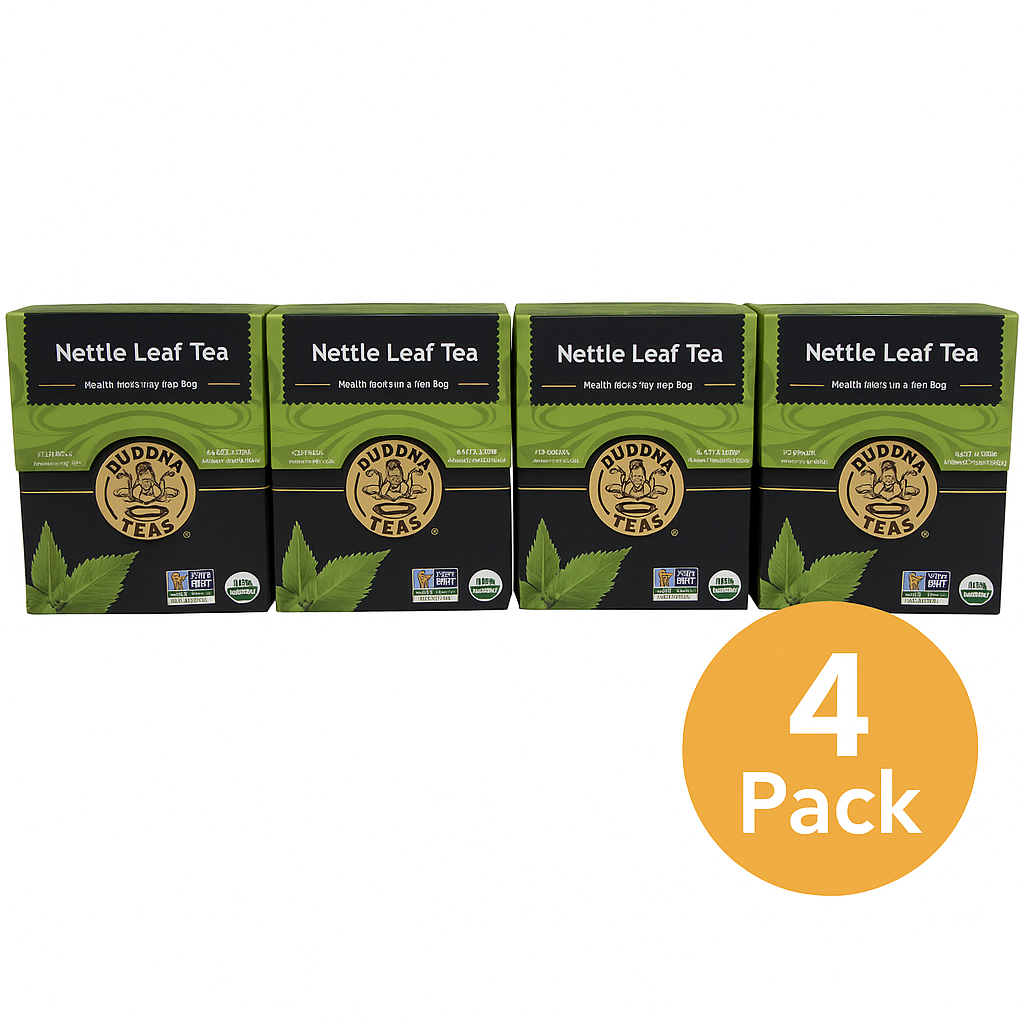 Buddha Teas Organic Nettle Leaf Tea – Caffeine-Free, Kosher, GMO-Free, 18 Bleach-Free Tea Bags (4 Pack) EXP 02/2027-Express Your Love Gifts