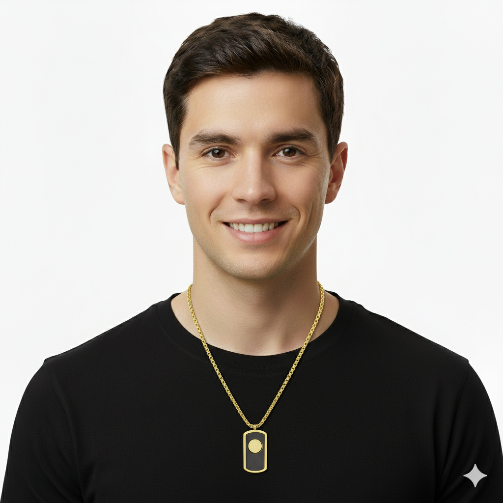 Our Father Dog Tag Necklace Men's Two-Tone Black IP & 18K Gold Plated Stainless Steel 24" Chain-Express Your Love Gifts