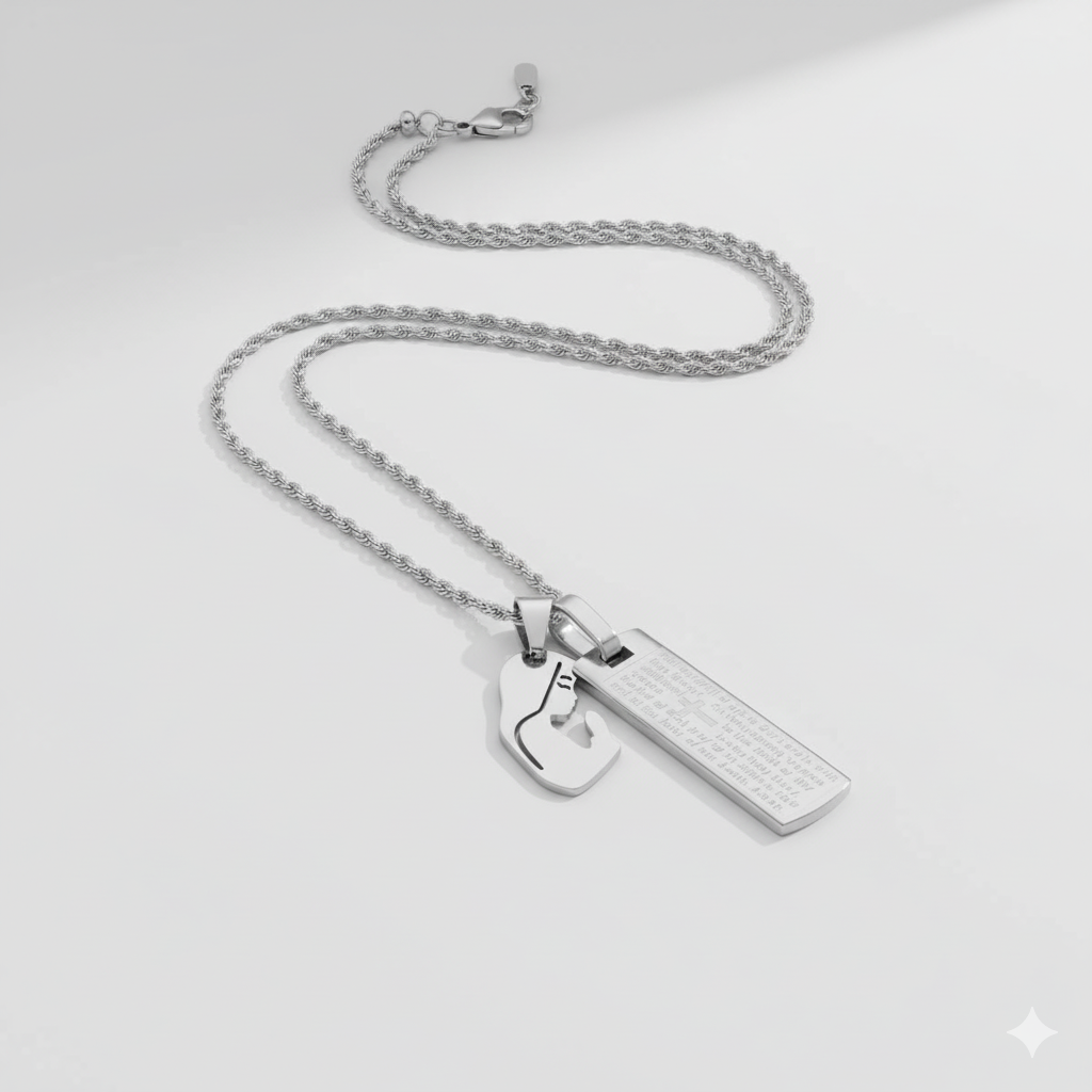 Hail Mary Men's Stainless Steel or 18K Gold Plated Pendant Necklace 24" Chain-Express Your Love Gifts