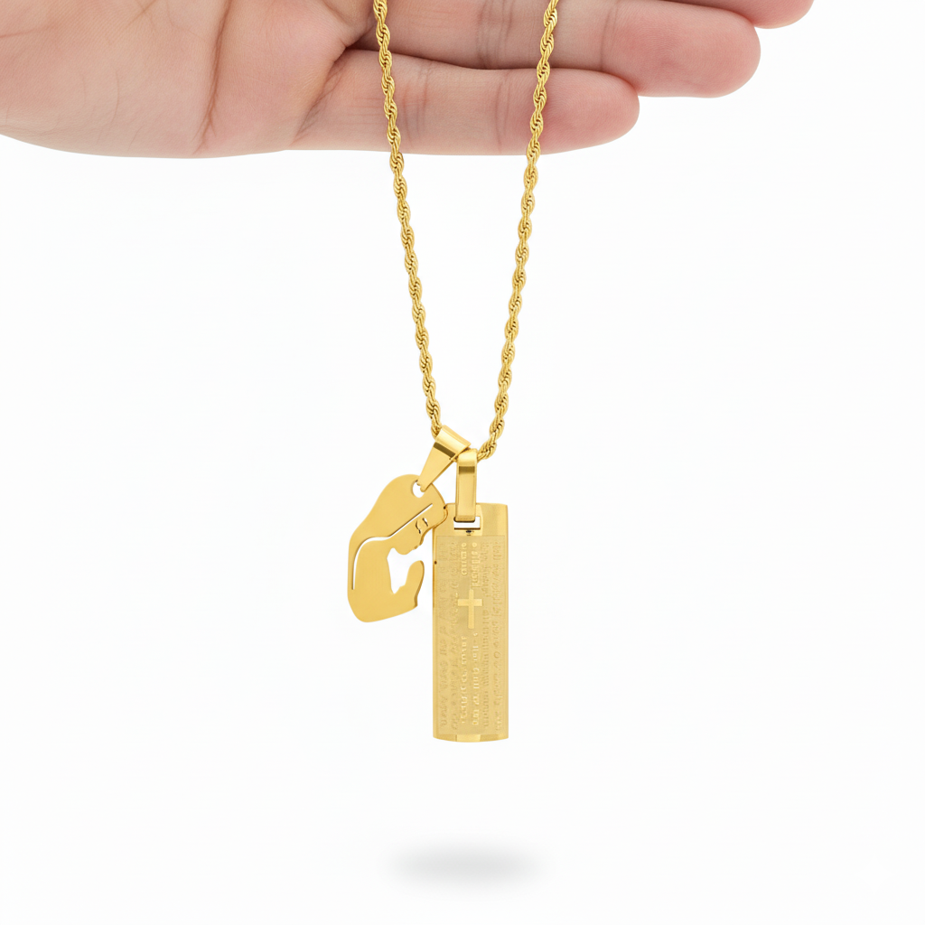 Hail Mary Men's Stainless Steel or 18K Gold Plated Pendant Necklace 24" Chain-Express Your Love Gifts