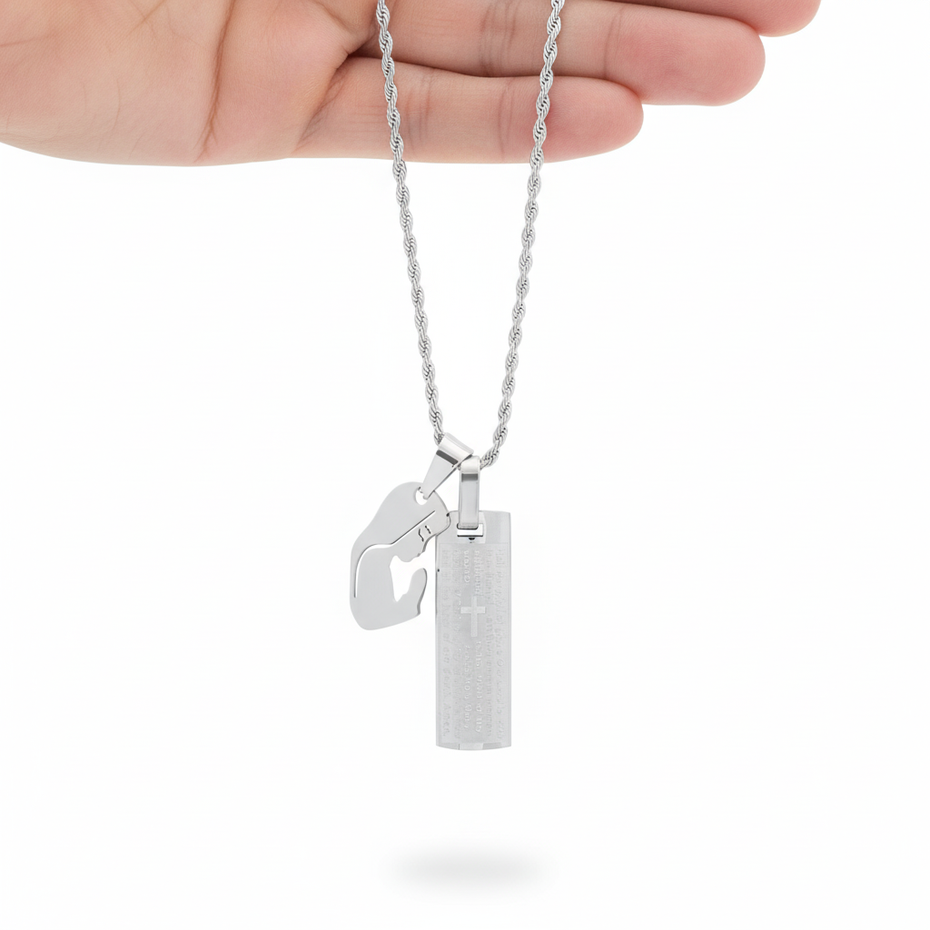 Hail Mary Men's Stainless Steel or 18K Gold Plated Pendant Necklace 24" Chain-Express Your Love Gifts