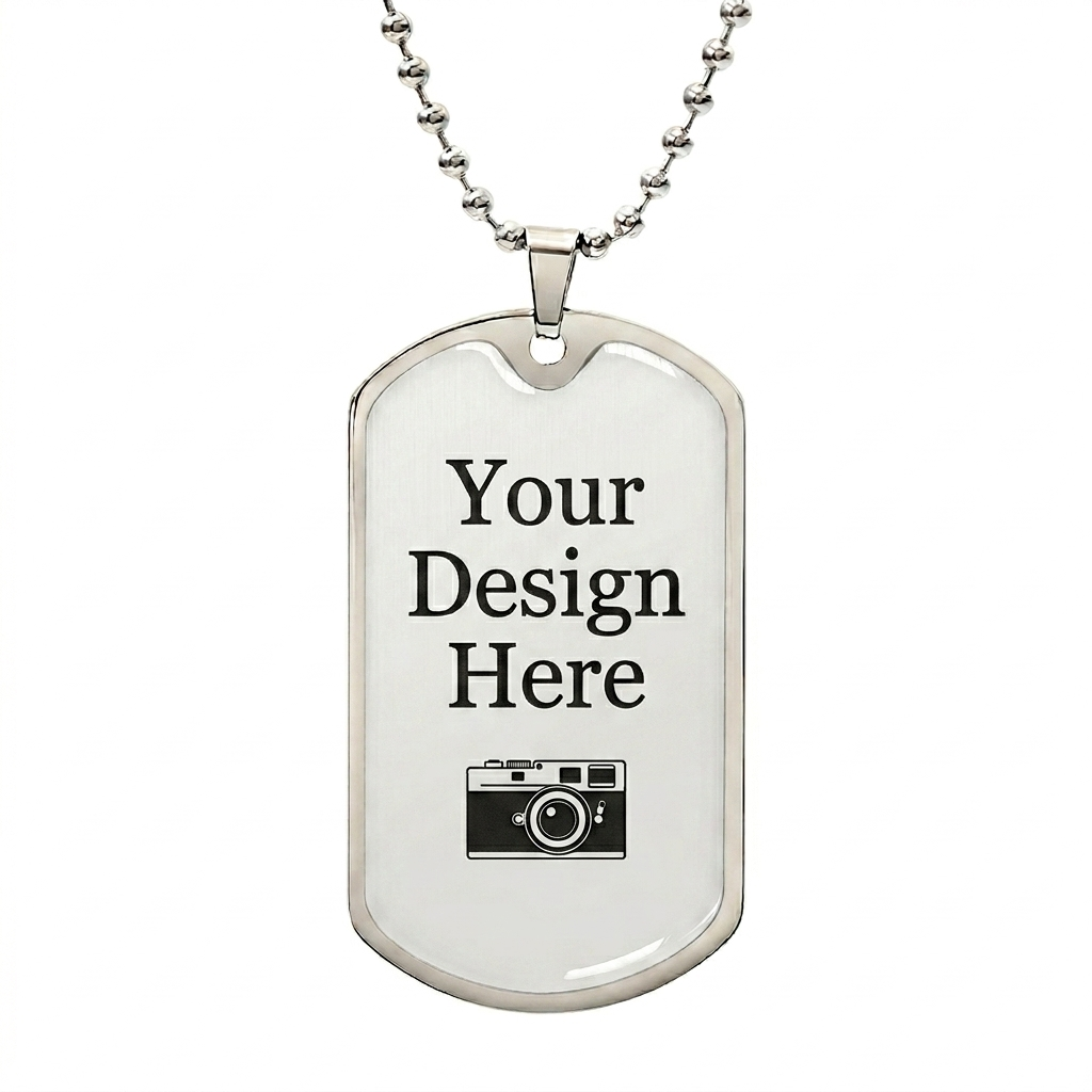 Custom Design Dog Tag Keychain or Necklace - Upload Your Art or Request Design - 316L Stainless Steel - 18K Gold Plated - USA Made Personalized Gift-Express Your Love Gifts