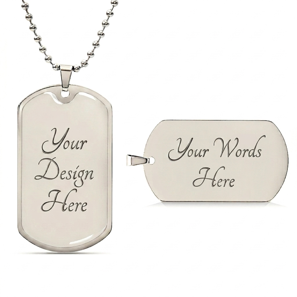 Custom Design Dog Tag Keychain or Necklace - Upload Your Art or Request Design - 316L Stainless Steel - 18K Gold Plated - USA Made Personalized Gift-Express Your Love Gifts