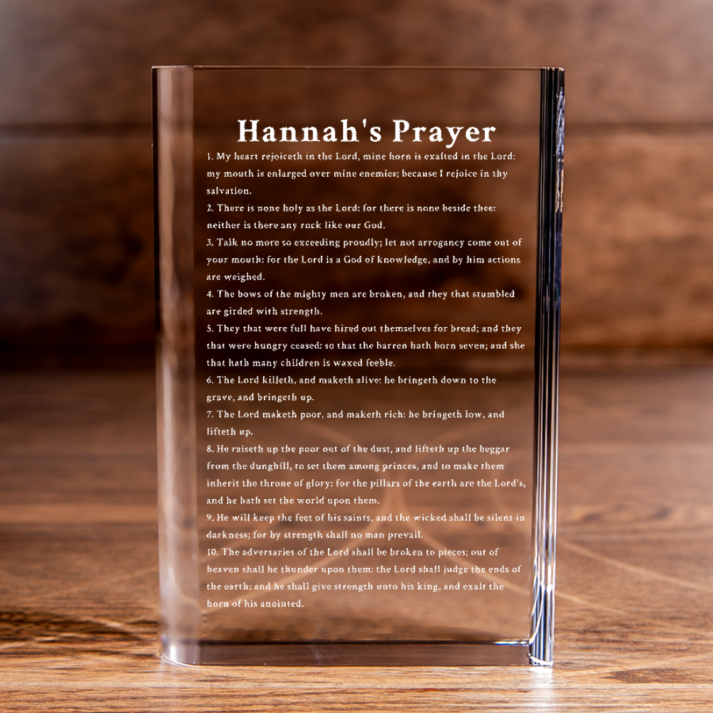 Hannah's Prayer 1 Samuel 2:1–10 Salmo 91 Engraved Cut Crystal Book Elegant Religious for Devoted Believers Christian