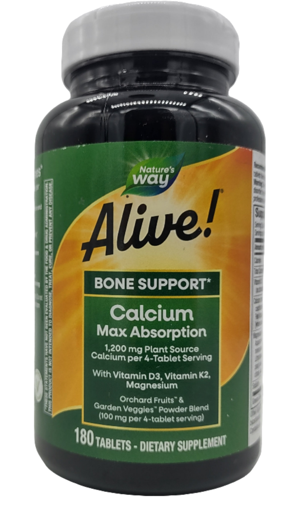 Alive! Calcium Bone Support, Plant-Based Calcium with D3, K2 & Magnesium, 120 Tablets-Express Your Love Gifts