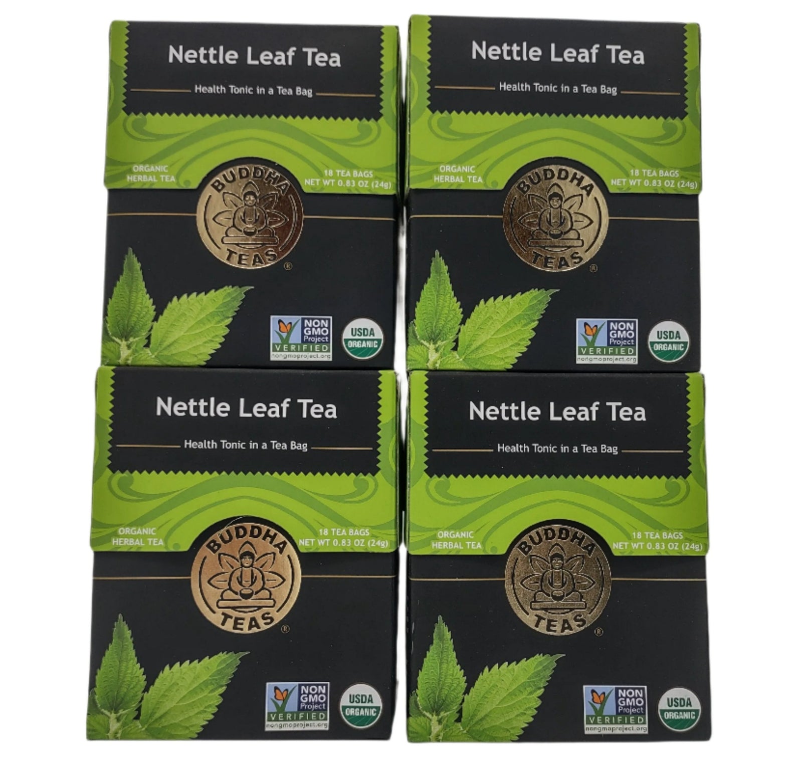 Buddha Teas Organic Nettle Leaf Tea – Caffeine-Free, Kosher, GMO-Free, 18 Bleach-Free Tea Bags (4 Pack)-Express Your Love Gifts