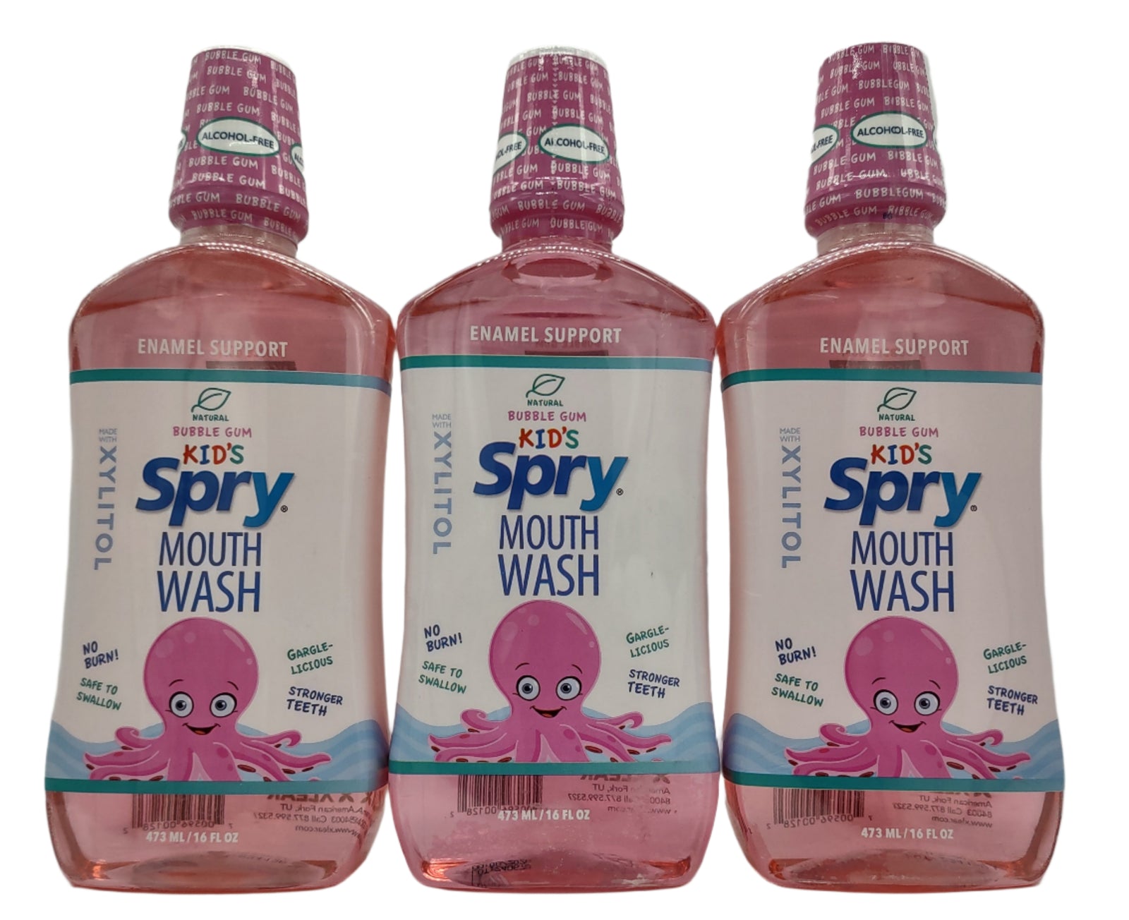 Spry Kids Bubble Gum Flavor Xylitol Mouthwash 3 Pack Fluoride-Free Bubble Gum Flavor Enamel Support, 16 fl oz-Express Your Love Gifts