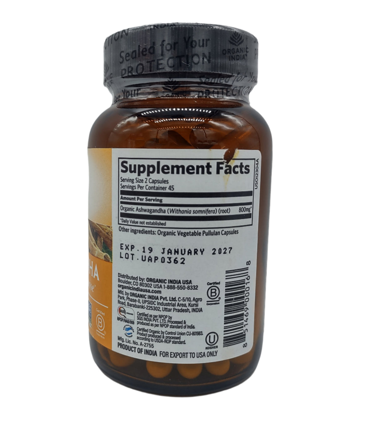 Organic India Ashwagandha Capsules, 90ct Stress, Energy & Sleep Support Vegan, Gluten-Free-Express Your Love Gifts