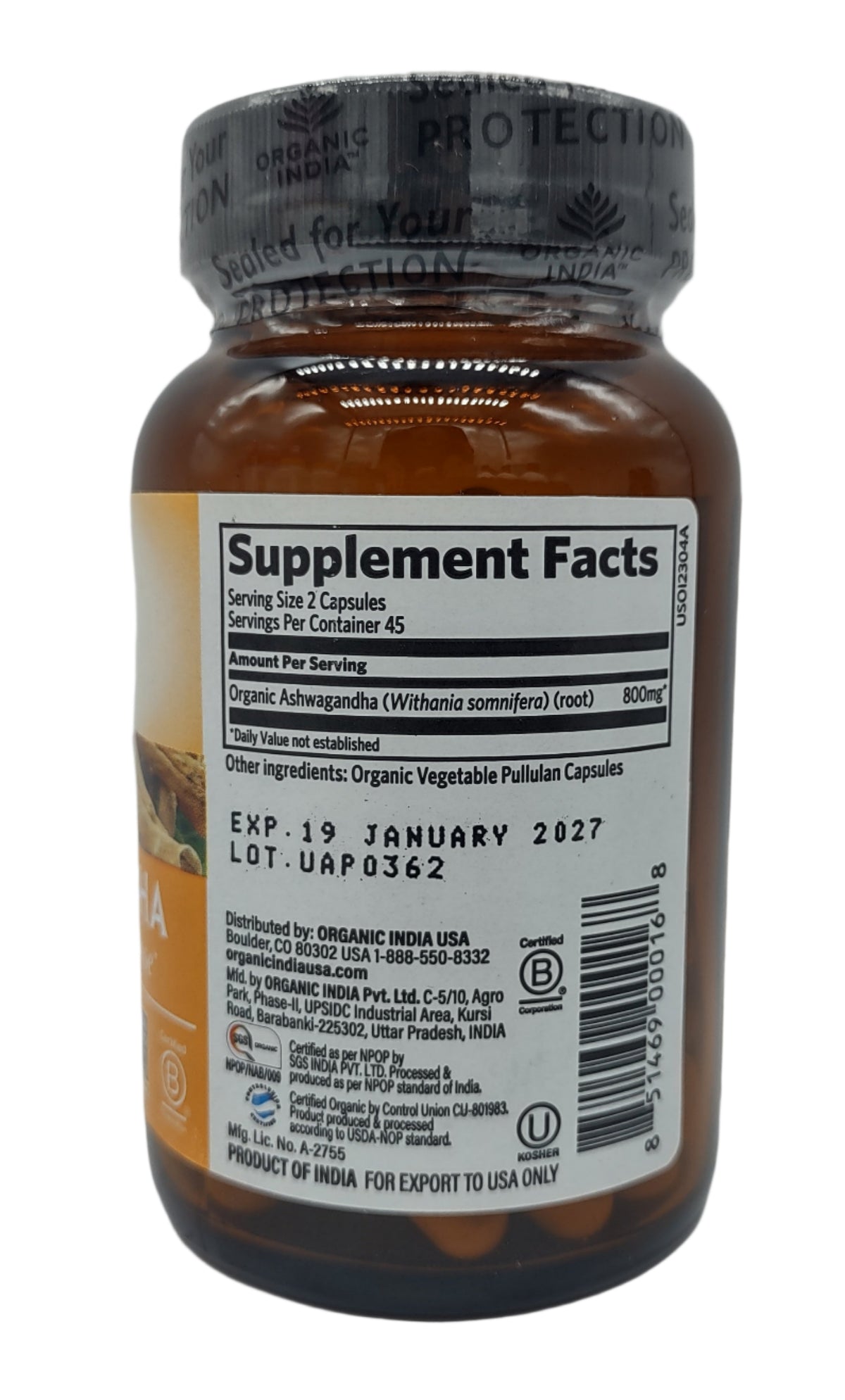Organic India Ashwagandha Capsules, 90ct Stress, Energy & Sleep Support Vegan, Gluten-Free-Express Your Love Gifts