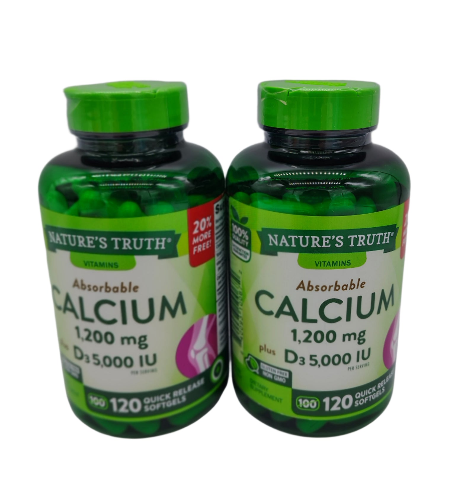 Nature's Truth Absorbable Calcium Plus D3, 120 Quick Release Softgels (2-Pack) – Bone & Immune Support, High Absorption, EXP 01/2027-Express Your Love Gifts