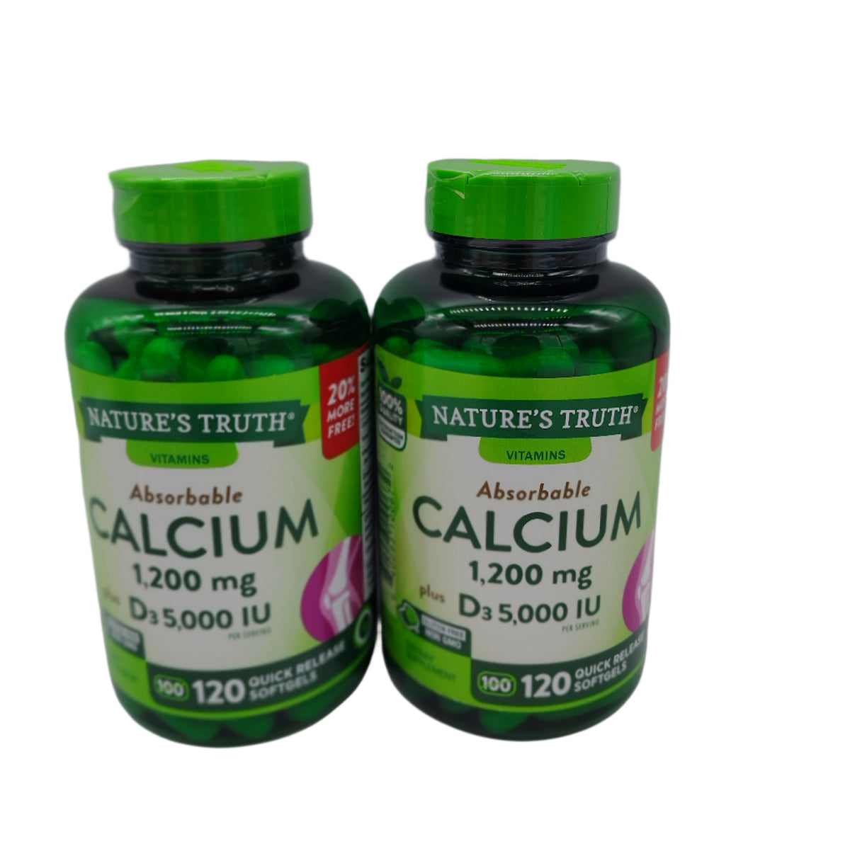 Nature's Truth Absorbable Calcium Plus D3, 120 Quick Release Softgels (2-Pack) – Bone &amp; Immune Support, High Absorption, EXP 01/2027-Express Your Love Gifts