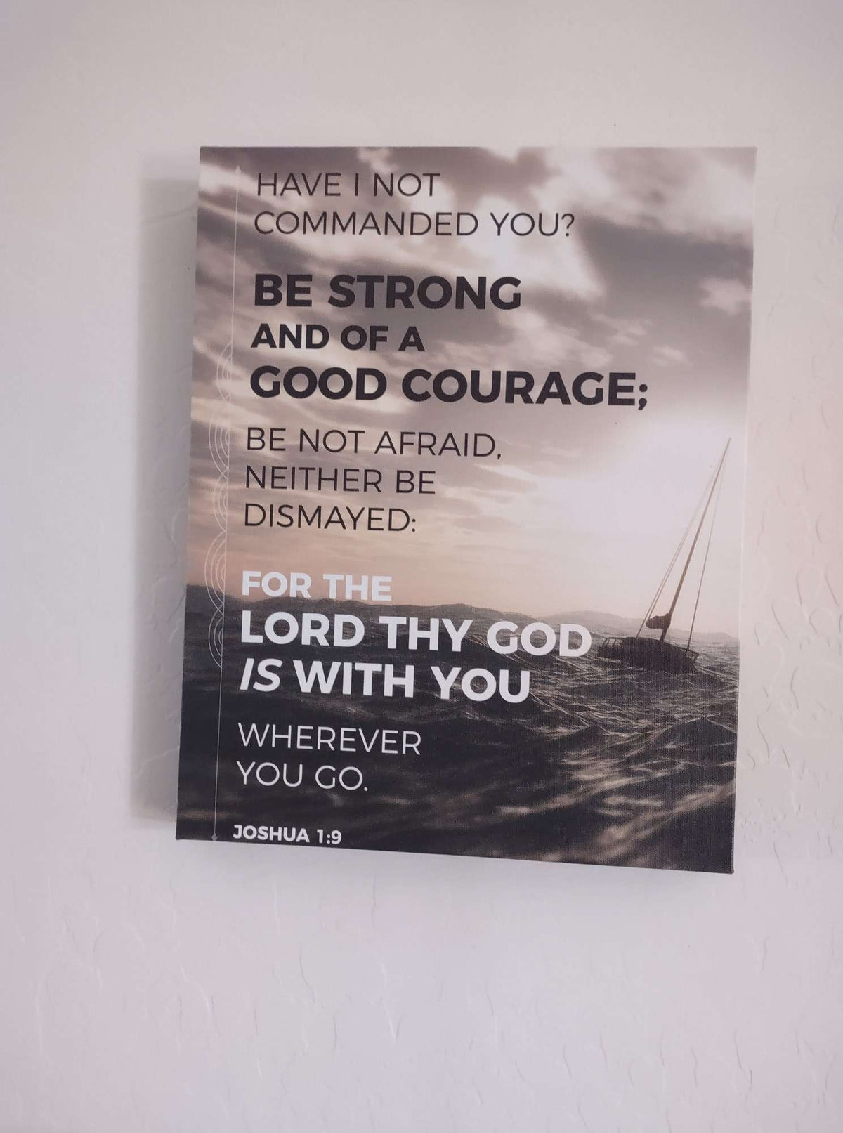 Scripture Walls Good Courage Joshua 1:9 Sea Bible Verse Canvas Christian Wall Art Ready to Hang Unframed-Express Your Love Gifts