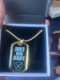 Just Win Baby Raider Dog Tag Stainless Steel or 18k Gold 24" Chain-Express Your Love Gifts