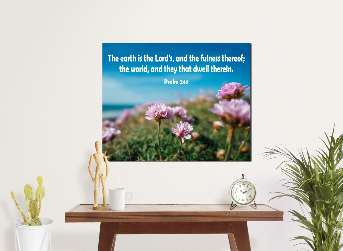 Scripture Walls The Earth is The Lord's Psalm 24:1 Bible Verse Canvas Christian Wall Art Ready to Hang Unframed-Express Your Love Gifts