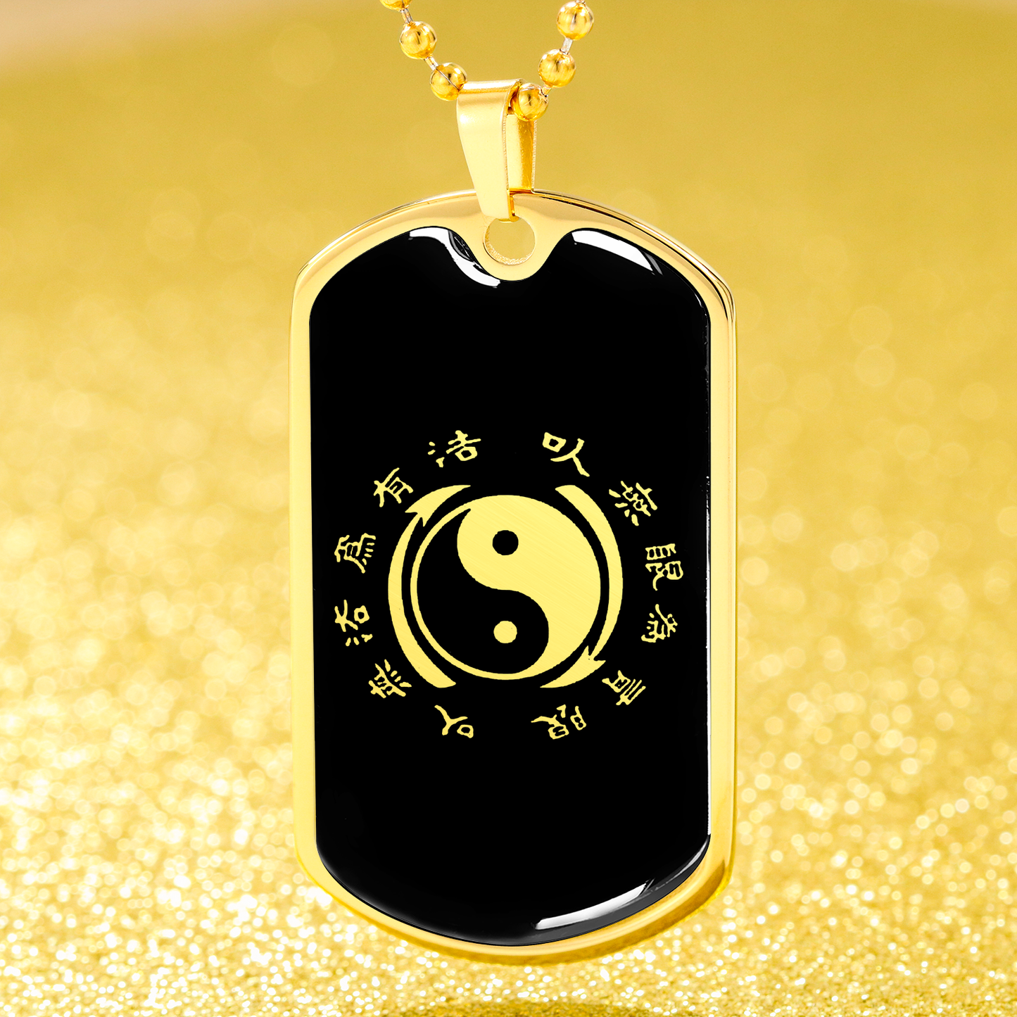 Yin Yang Dog Tag Necklace - Symbol of Harmony and Strength Dog Tag Stainless Steel or 18k Gold w 24" Chain-Express Your Love Gifts
