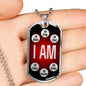 Affirmations Necklace I Am Dog Tag Stainless Steel or 18k Gold 24" Chain Mantra - Express Your Love Gifts