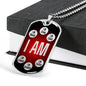 Affirmations Necklace I Am Dog Tag Stainless Steel or 18k Gold 24" Chain Mantra - Express Your Love Gifts