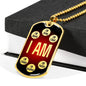Affirmations Necklace I Am Dog Tag Stainless Steel or 18k Gold 24" Chain Mantra - Express Your Love Gifts