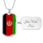 Afghanistan Flag Necklace Morocco Flag Stainless Steel or 18k Gold Dog Tag 24" Chain - Express Your Love Gifts