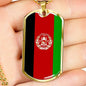 Afghanistan Flag Necklace Morocco Flag Stainless Steel or 18k Gold Dog Tag 24" Chain - Express Your Love Gifts