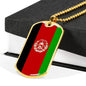 Afghanistan Flag Necklace Morocco Flag Stainless Steel or 18k Gold Dog Tag 24" Chain - Express Your Love Gifts