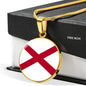 Alabama State Flag Necklace Alabama State Circle Pendant Stainless Steel or 18k Gold Circle Pendant 18-22" - Express Your Love Gifts