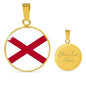 Alabama State Flag Necklace Alabama State Circle Pendant Stainless Steel or 18k Gold Circle Pendant 18-22" - Express Your Love Gifts