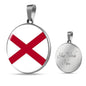 Alabama State Flag Necklace Alabama State Circle Pendant Stainless Steel or 18k Gold Circle Pendant 18-22" - Express Your Love Gifts