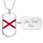 Alabama State Flag Necklace Alabama State Stainless Steel or 18k Gold Dog Tag 24" Chain - Express Your Love Gifts