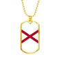 Alabama State Flag Necklace Alabama State Stainless Steel or 18k Gold Dog Tag 24" Chain - Express Your Love Gifts
