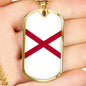 Alabama State Flag Necklace Alabama State Stainless Steel or 18k Gold Dog Tag 24" Chain - Express Your Love Gifts