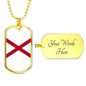 Alabama State Flag Necklace Alabama State Stainless Steel or 18k Gold Dog Tag 24" Chain - Express Your Love Gifts