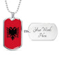 Albania Flag Necklace Albania Flag Stainless Steel or 18k Gold Dog Tag 24" - Express Your Love Gifts