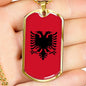 Albania Flag Necklace Albania Flag Stainless Steel or 18k Gold Dog Tag 24" - Express Your Love Gifts