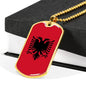 Albania Flag Necklace Albania Flag Stainless Steel or 18k Gold Dog Tag 24" - Express Your Love Gifts