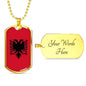 Albania Flag Necklace Albania Flag Stainless Steel or 18k Gold Dog Tag 24" - Express Your Love Gifts
