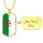 Algeria Flag Necklace Algeria Flag Stainless Steel or 18k Gold Dog Tag 24" - Express Your Love Gifts