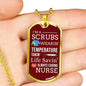 Always Caring Nurse Necklace Stainless Steel or 18k Gold Dog Tag W 24" Chain-Express Your Love Gifts