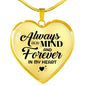 Always On My Mind Heart Pendant Necklace Stainless Steel or 18k Gold 18-22"-Express Your Love Gifts